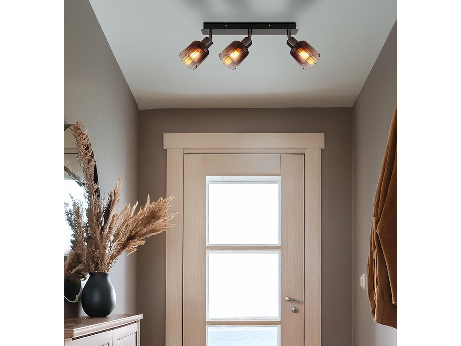 Spot métal noir chromé/gunmetal, 3x E14