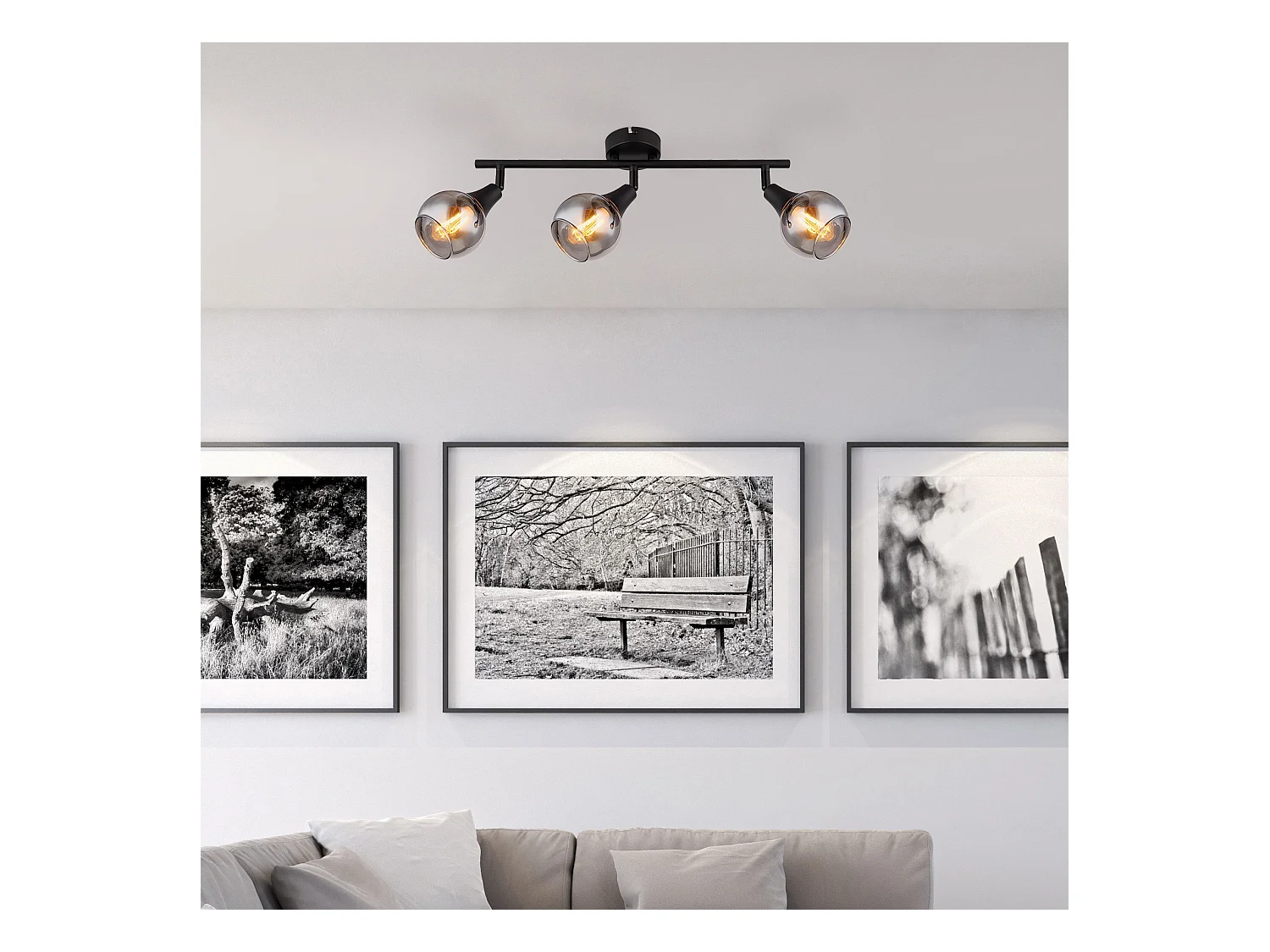 Spot métal noir mat, 3x E14