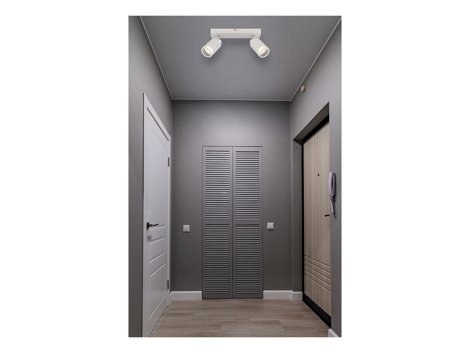 Spot métal blanc mat, 2x GU10