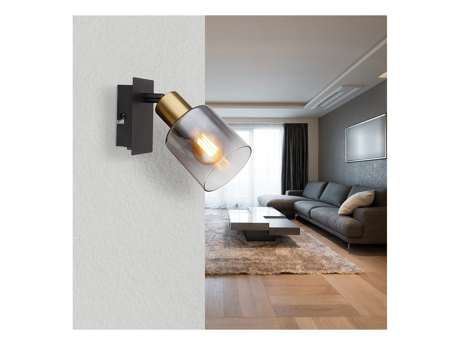 Strahler Metall schwarz matt, 1x E14