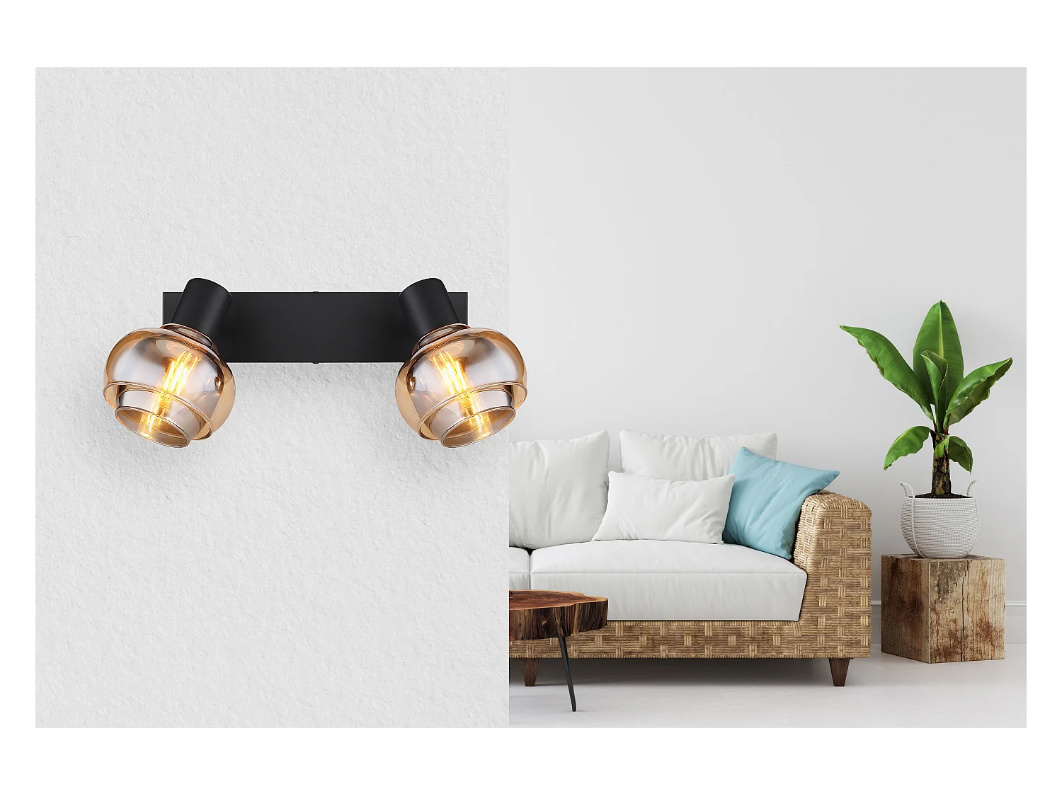 Spot métal noir mat, 2x E14