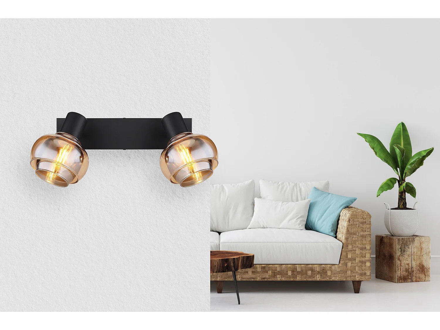 Spot métal noir mat, 2x E14