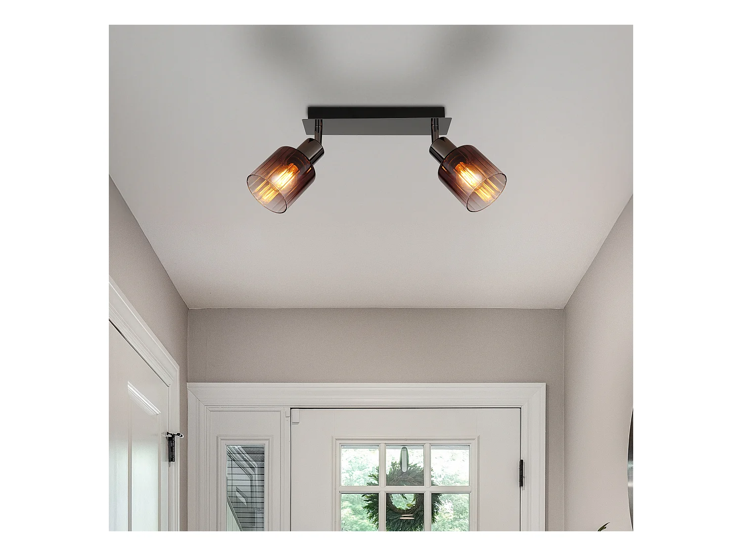 Spot métal noir chromé/gunmetal, 2x E14