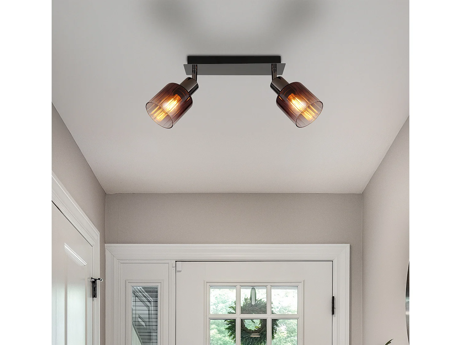 Spot métal noir chromé/gunmetal, 2x E14