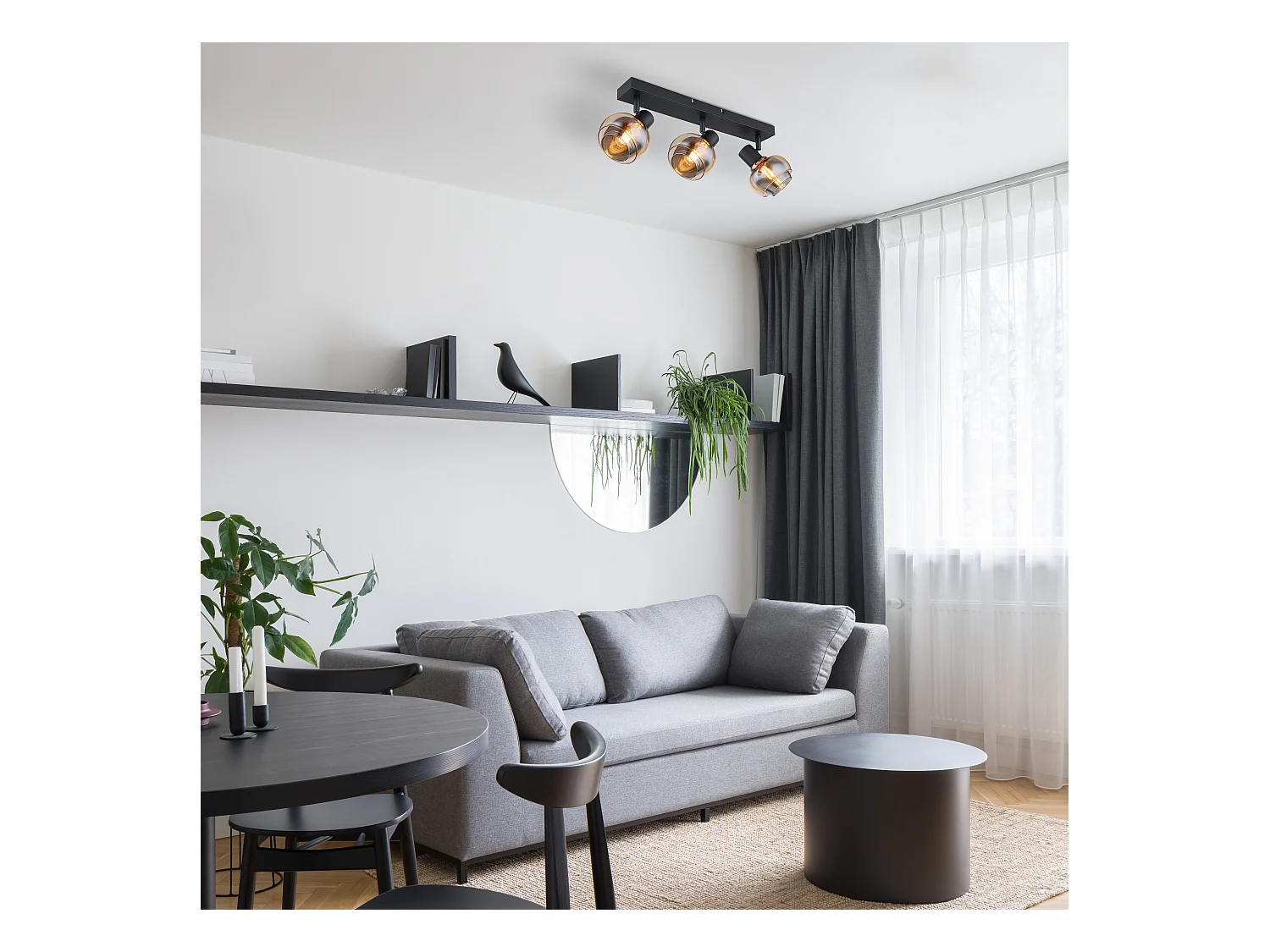 Spot métal noir mat, 3x E14