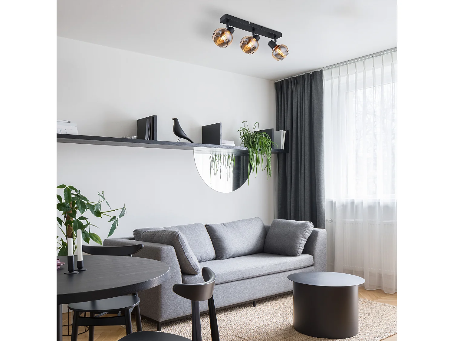 Spot métal noir mat, 3x E14