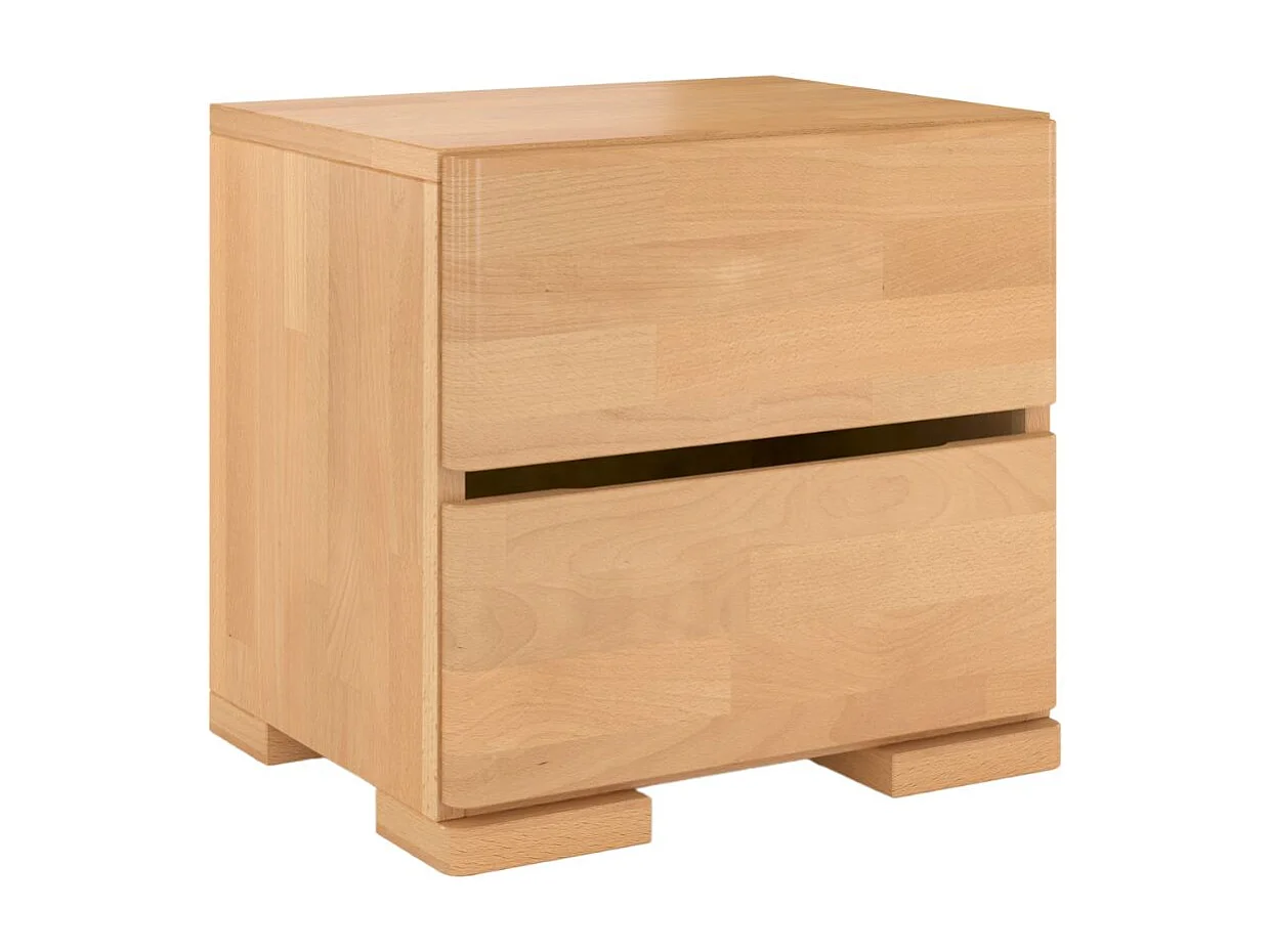 Massivholznachttisch Sandema mit zwei schubladen, buche - lackiert, naturfarben
