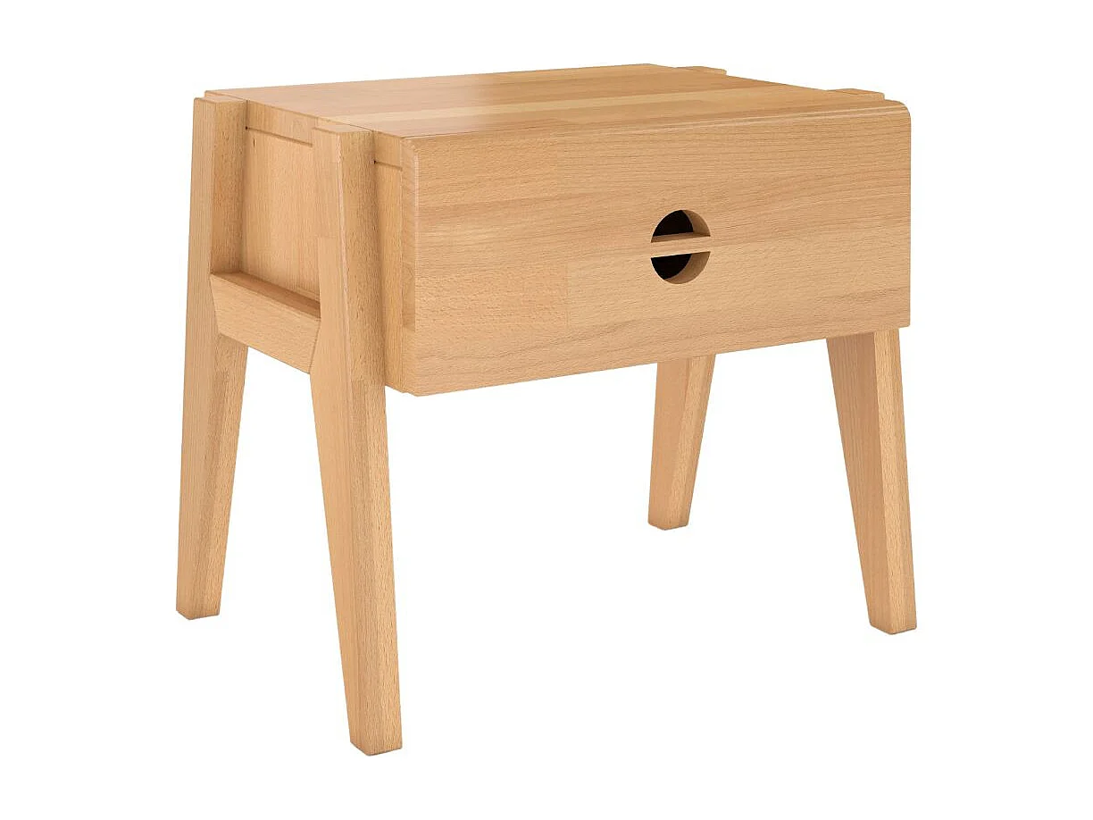 Massivholznachttisch Radom mit schublade, buche - lackiert, naturfarben
