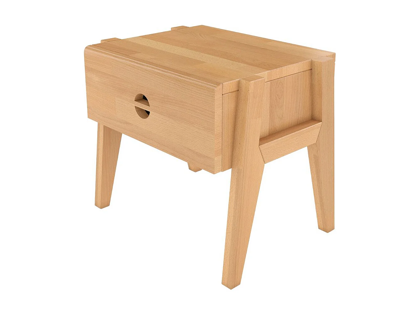 Massivholznachttisch Radom mit schublade, buche - lackiert, naturfarben