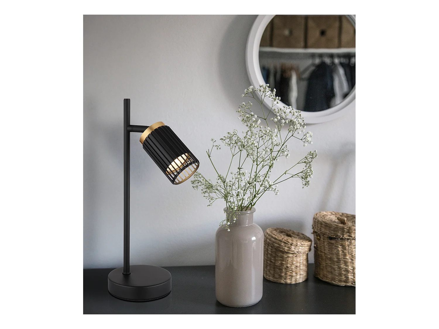 Lampe à poser métal noir mat, 1x GU10 LED