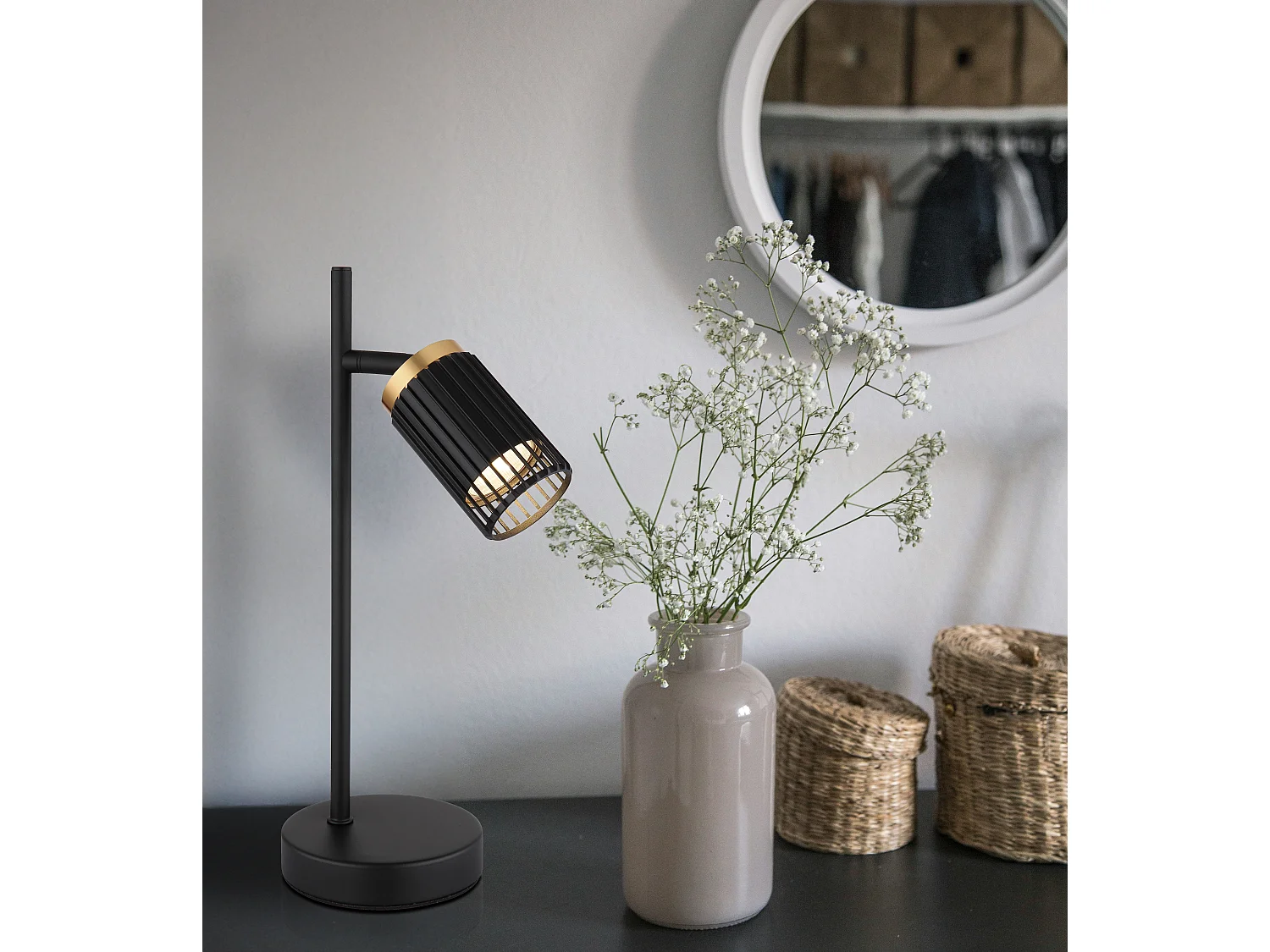 Lampe à poser métal noir mat, 1x GU10 LED