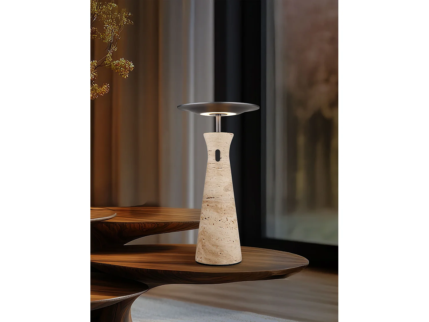 Lampe à poser Pierre de Travertin gris, LED