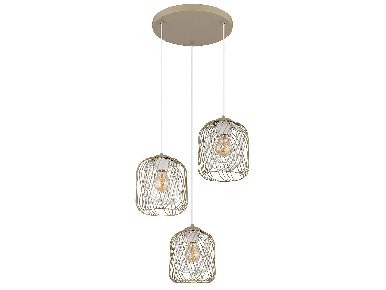Hängeleuchte Metall sandfarben matt, 3x E27