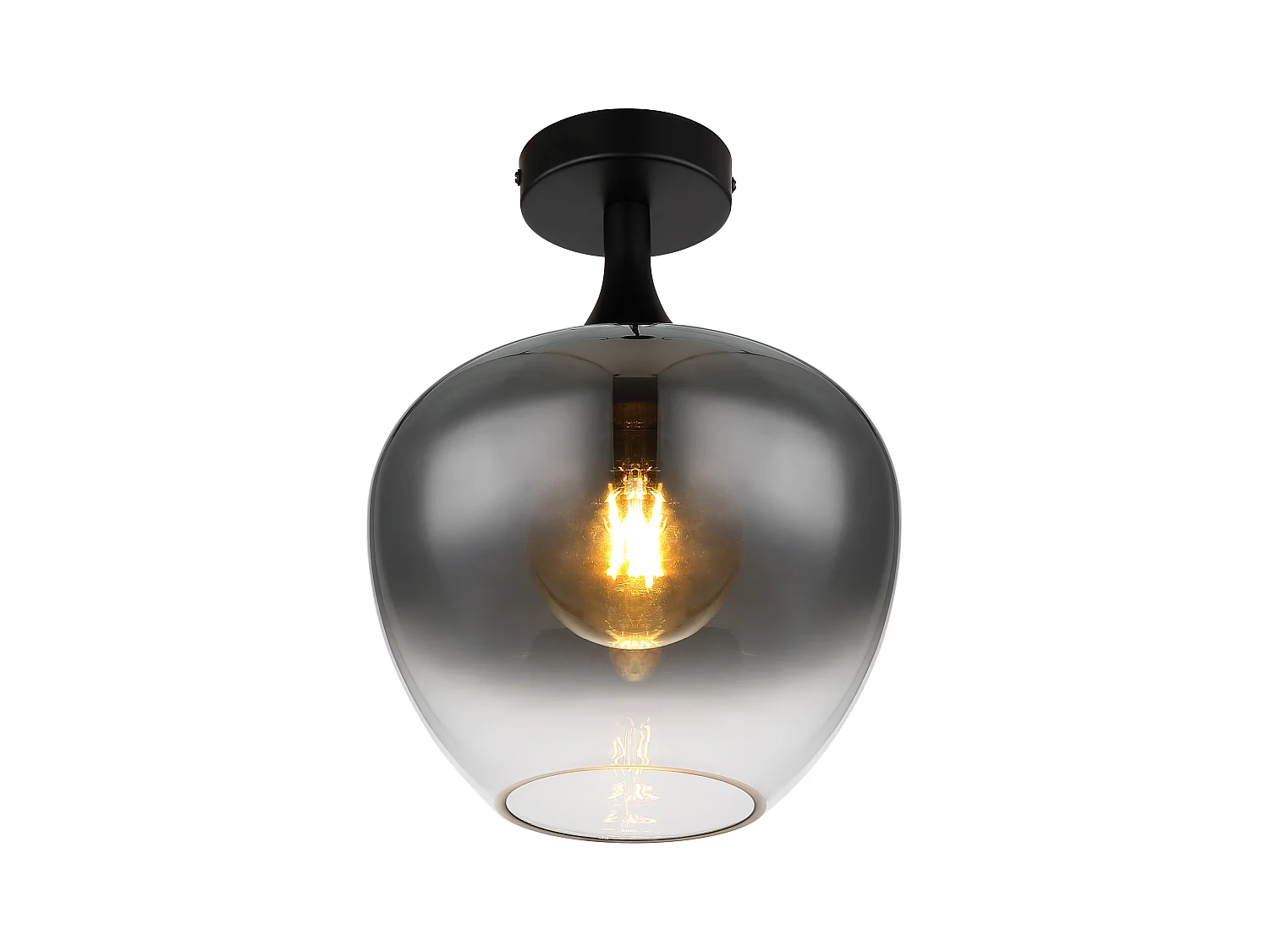 Plafonnier métal noir mat, 1x E27