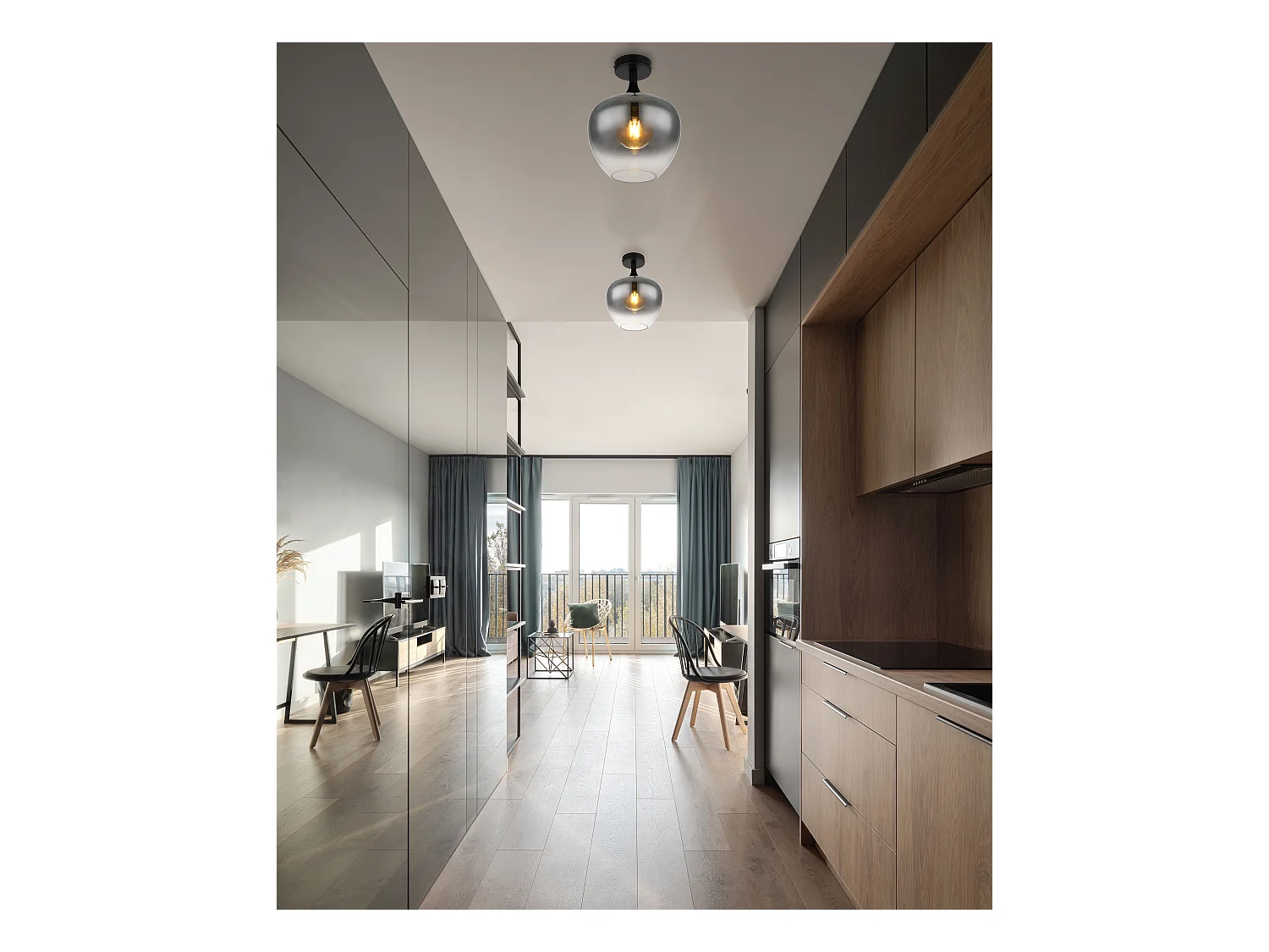 Plafonnier métal noir mat, 1x E27