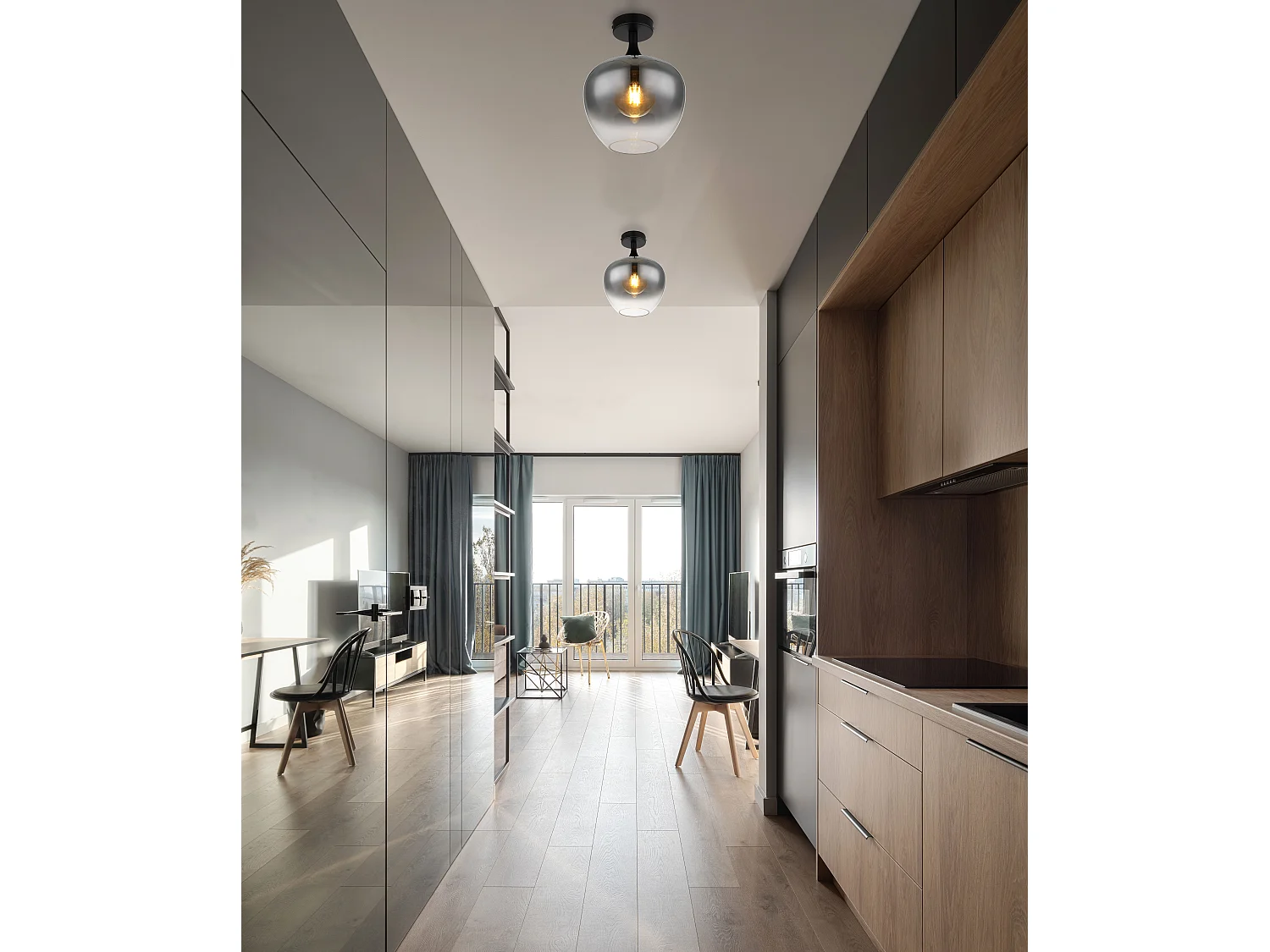 Plafonnier métal noir mat, 1x E27