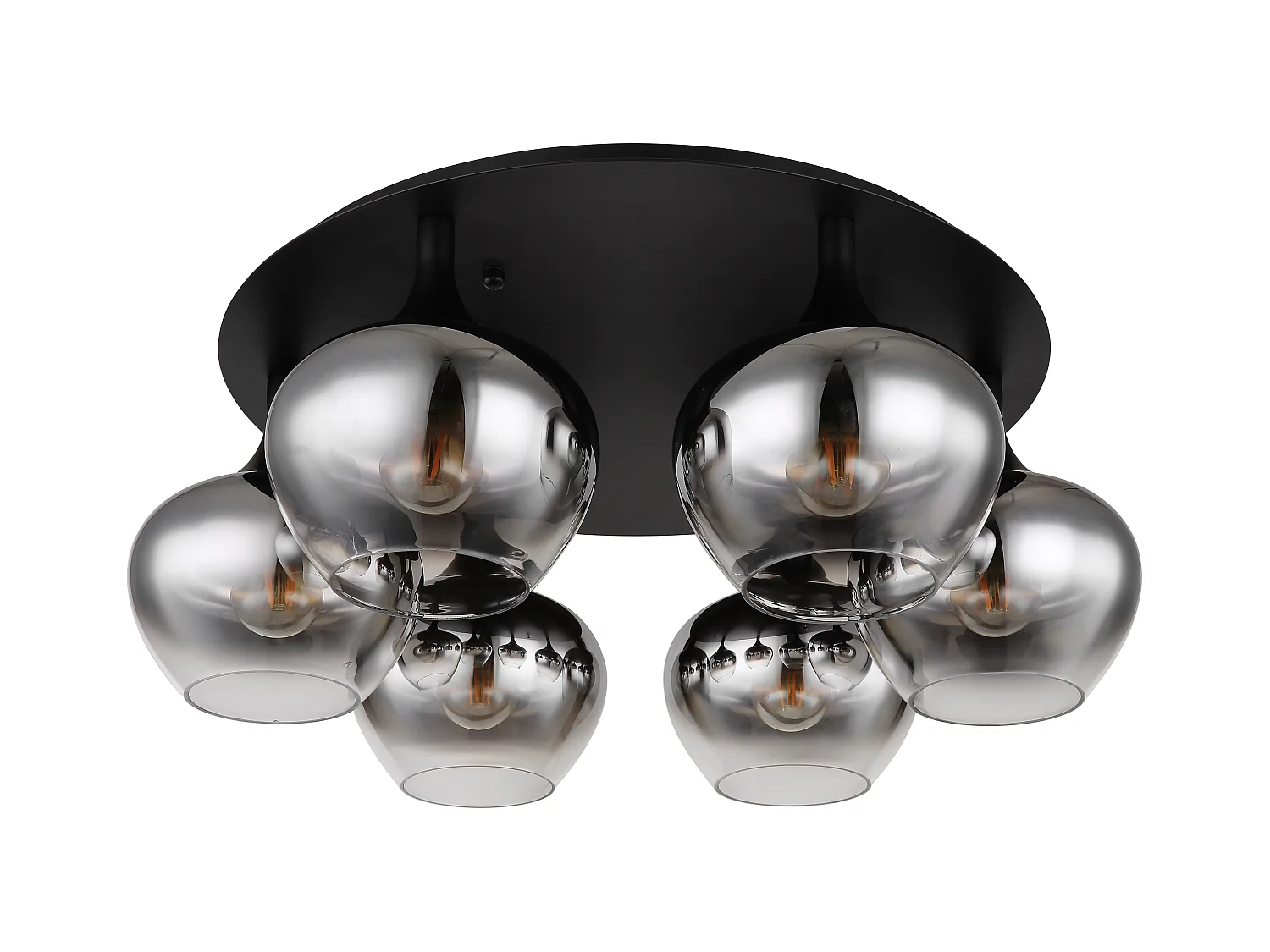 Plafonnier métal noir mat, 6x E27