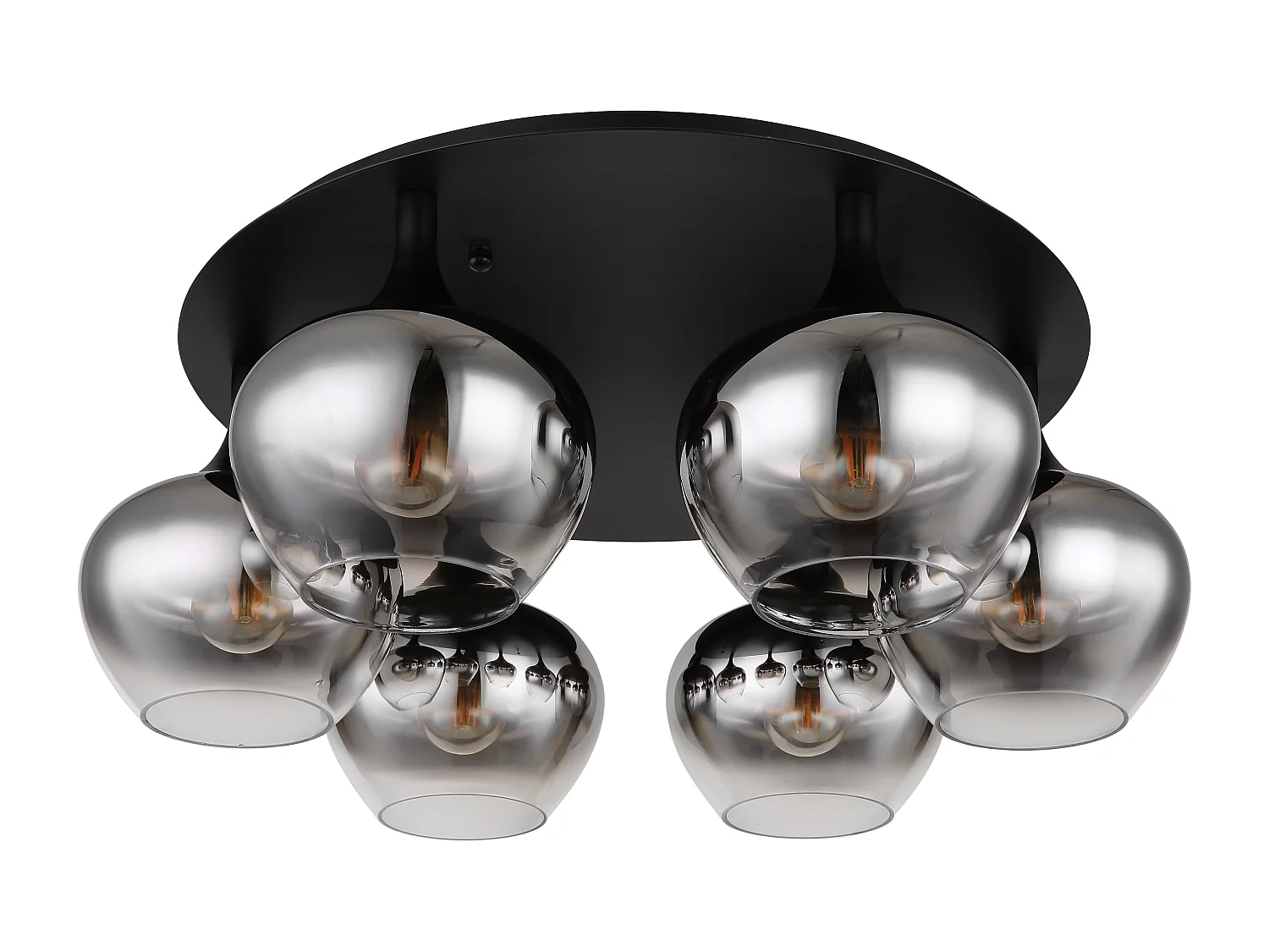 Plafonnier métal noir mat, 6x E27