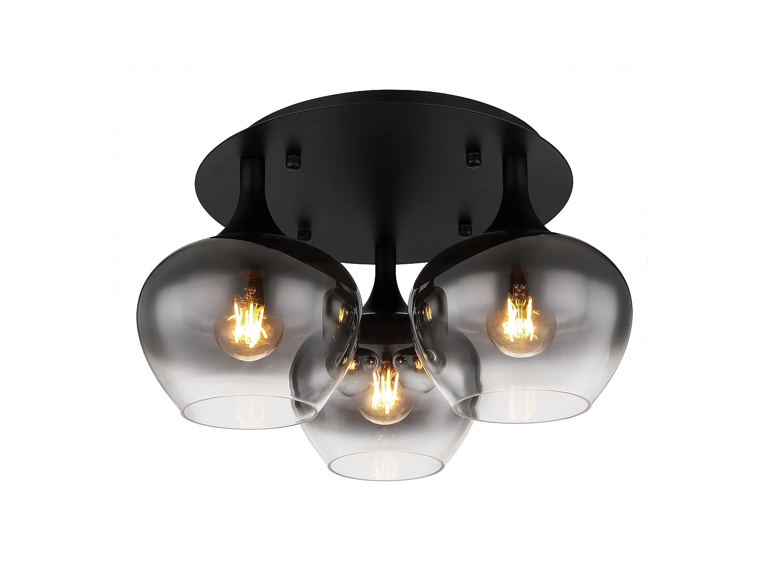 Plafonnier métal noir mat, 3x E27