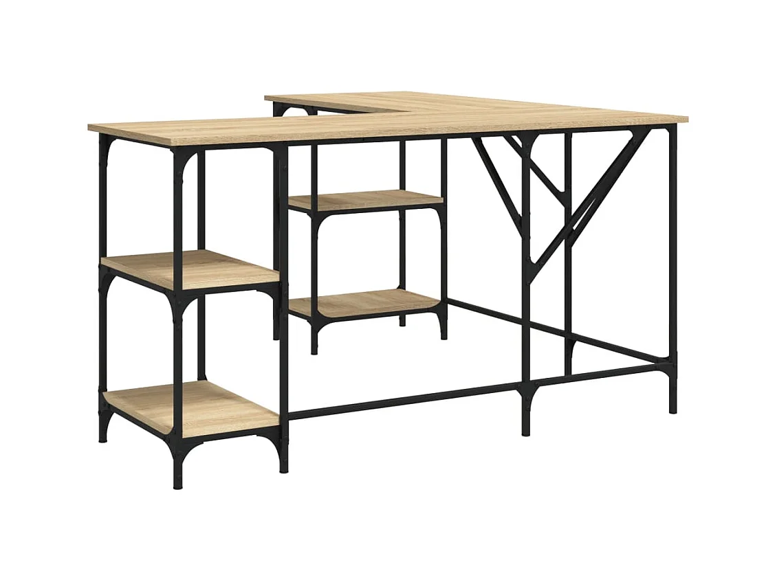 Bureau table poste de bois marron 139 x 139 x 75 cm 02_0023642