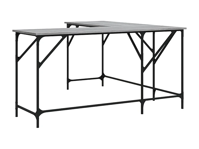 Escritorio mesa estación de trabajo mueble ordenador estudio sonoma 149 x 149 x 75 cm madera de ingeniería gris 02_0023962