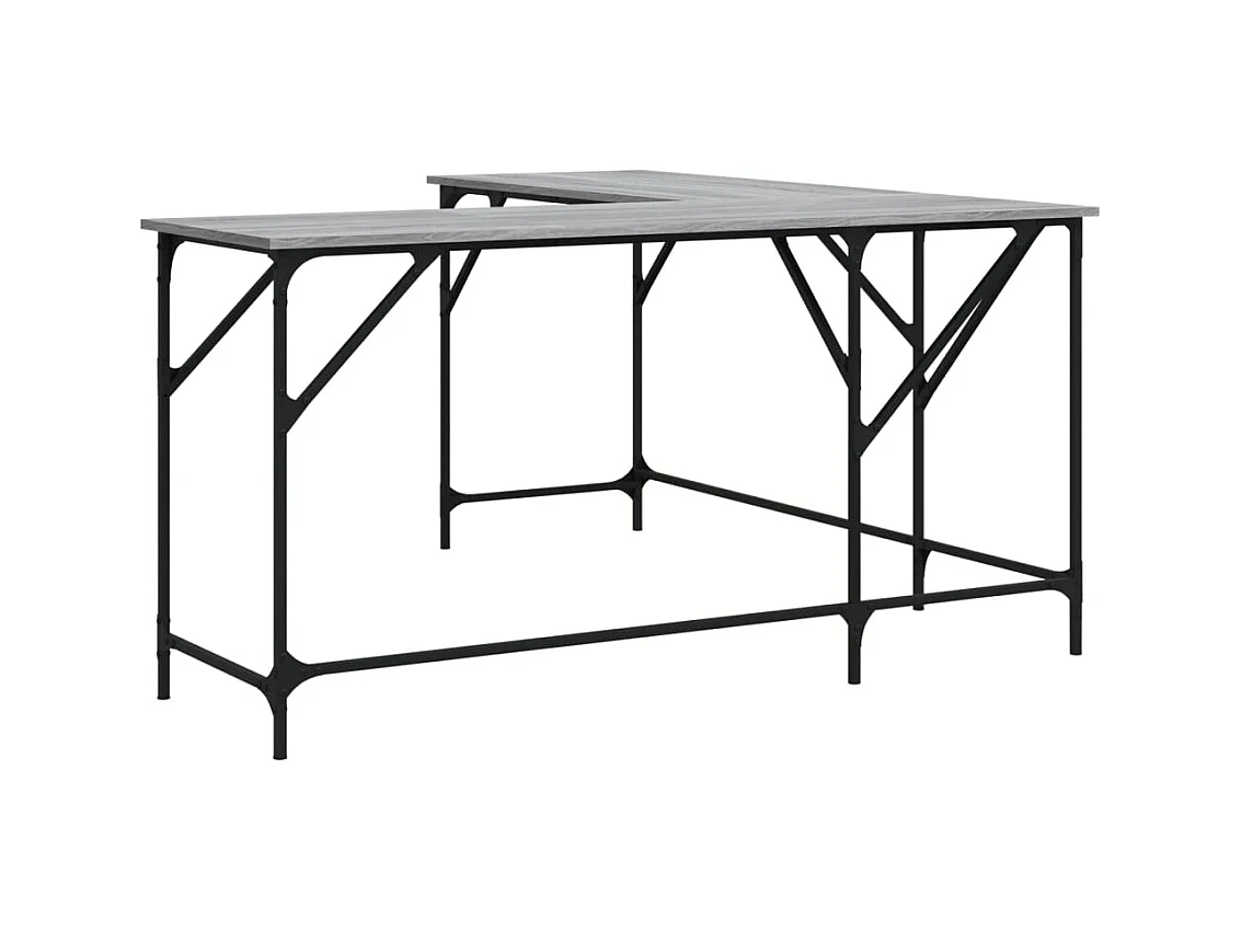 Scrivania tavolo postazione di lavoro mobile per computer studio computer sonoma 149 x 149 x 75 cm legno ingegnerizzato grigio 02_0023962