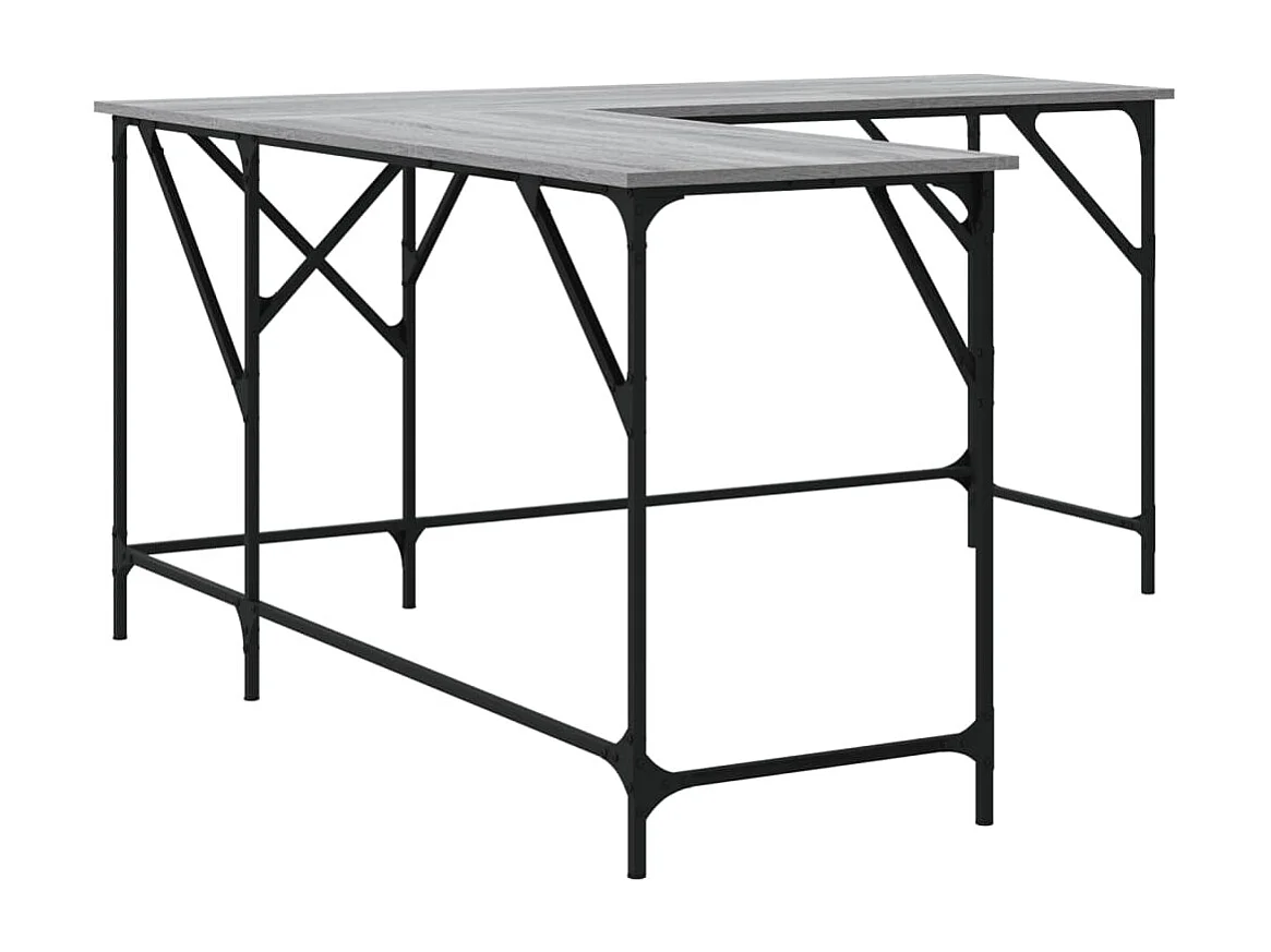 Mesa de trabalho estação de trabalho móveis para computador escritório Sonoma 149 x 149 x 75 cm madeira projetada cinza 02_0023962