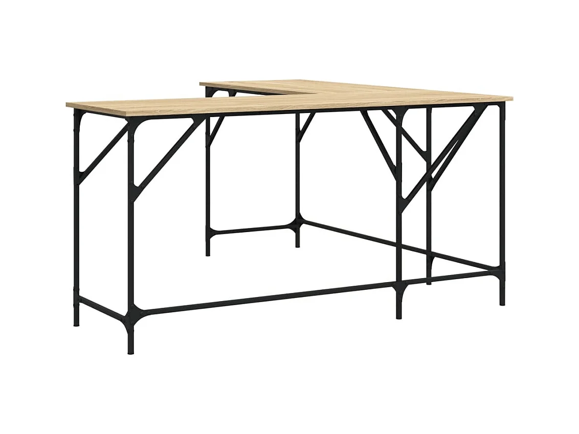 Bureau table poste de bois marron 149 x 149 x 75 cm 02_0023658