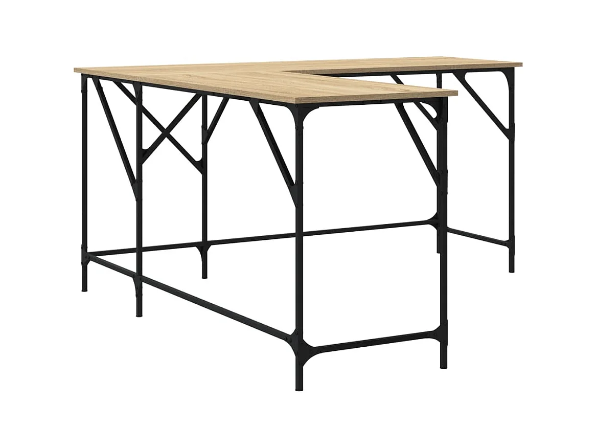 Bureau table poste de bois marron 149 x 149 x 75 cm 02_0023658