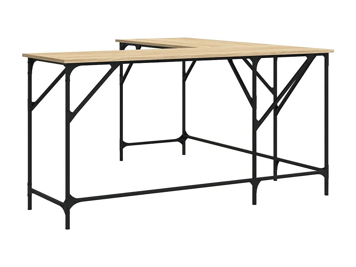 Mesa de trabalho estação de trabalho móveis para computador escritório carvalho Sonoma 149 x 149 x 75 cm madeira projetada marrom 02_0023658