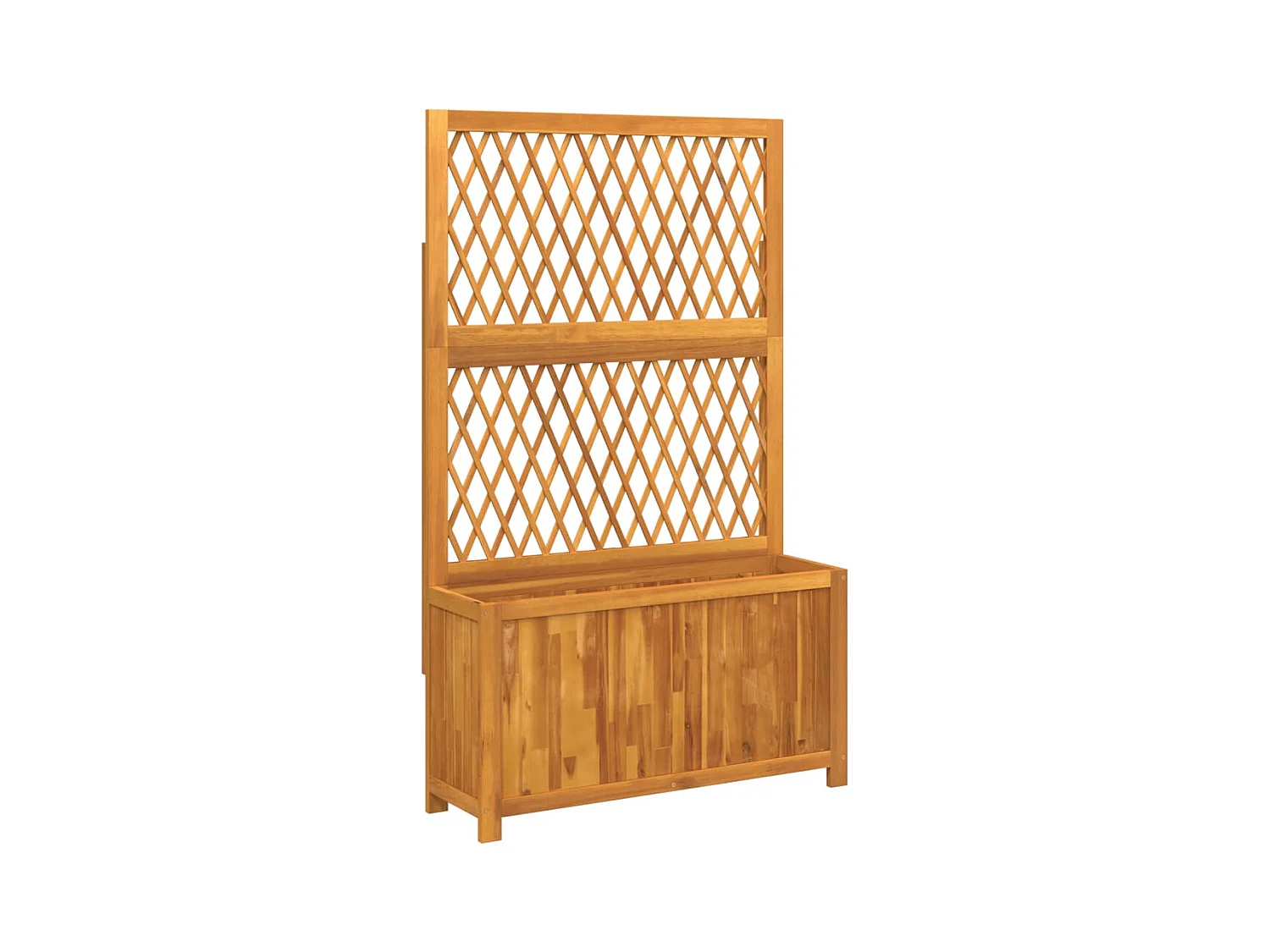 Fioriera rialzata per giardino fiorito terrazza con traliccio 100 x 32 x 165 cm in legno massello di acacia marrone 02_0038220