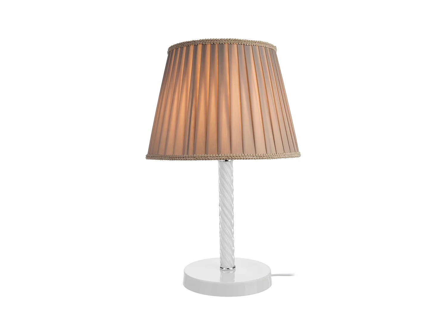Lampada da scrivania in metallo vetro tessuto 40 cm E27 bianco/sabbia 03_0007378