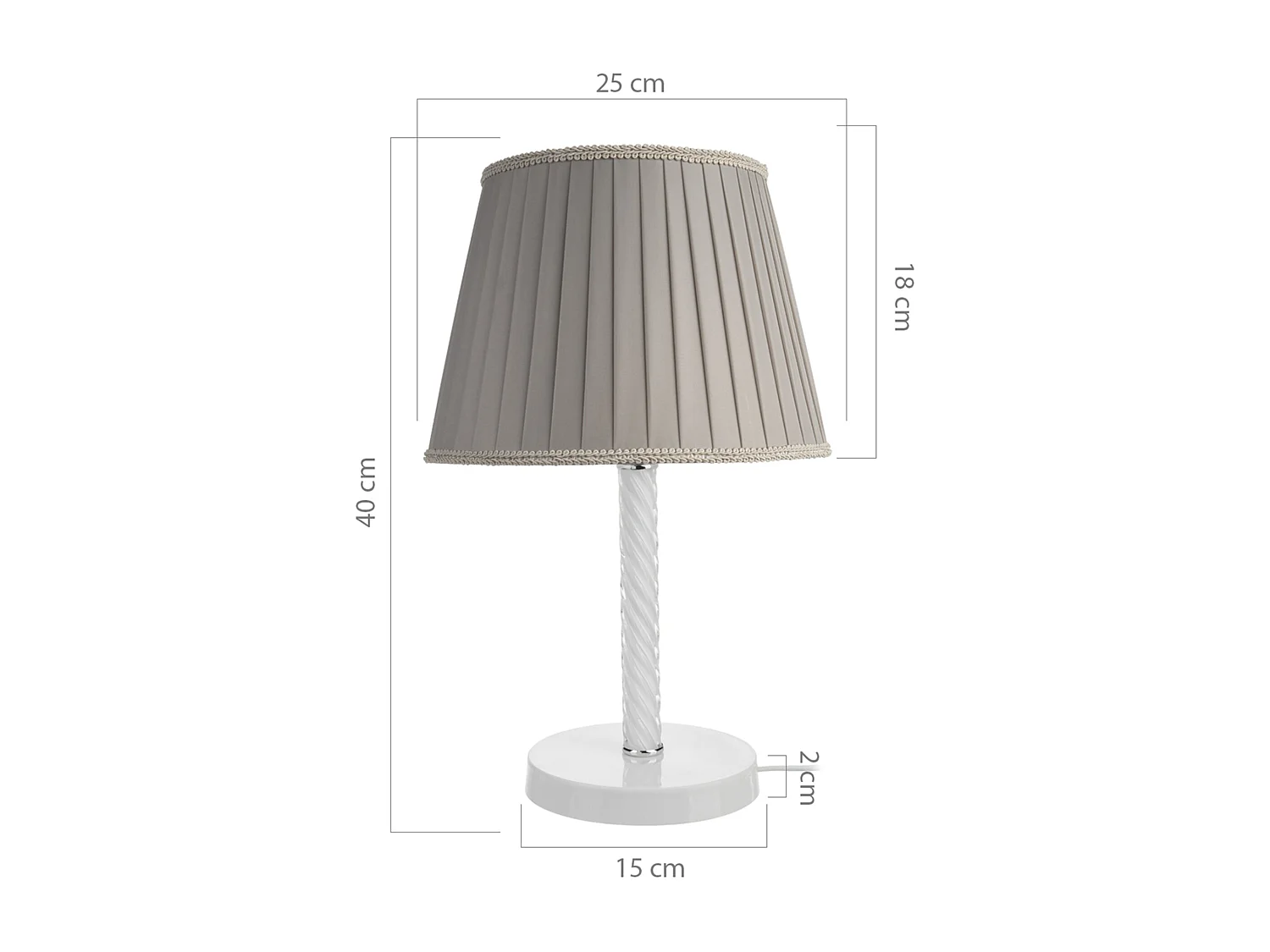 Lampada da scrivania in metallo vetro tessuto 40 cm E27 bianco/sabbia 03_0007378