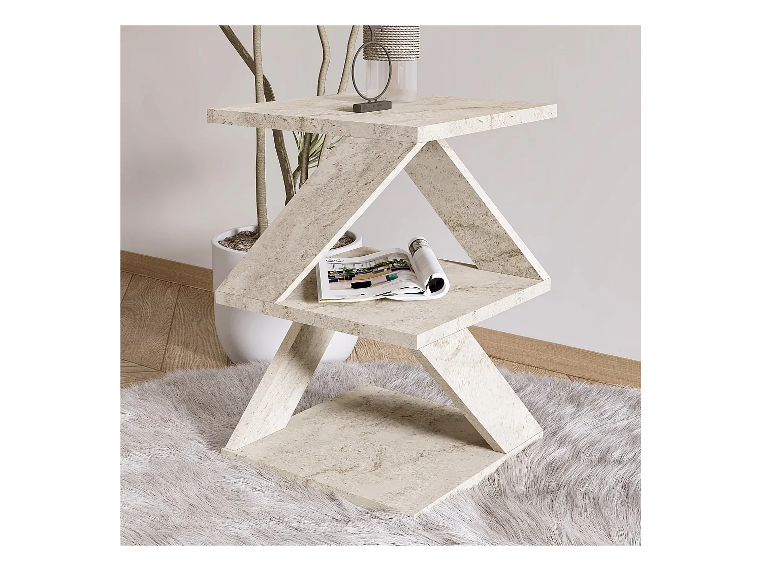 Beistelltisch Tulpe Granitoptik Travertin