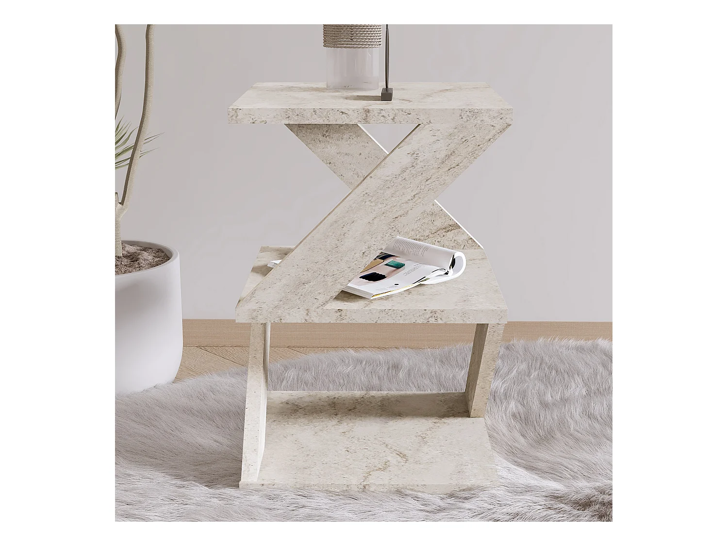 Beistelltisch Tulpe Granitoptik Travertin