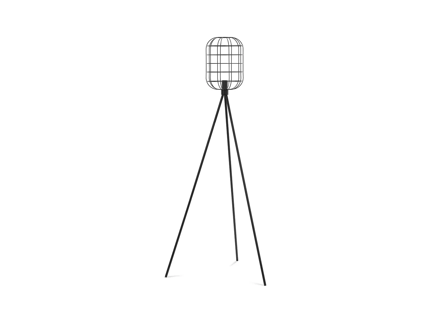 Lámpara de pie para salón con pantalla de rejilla abierta 40 vatios altura 163 cm hierro negro 14_0009215