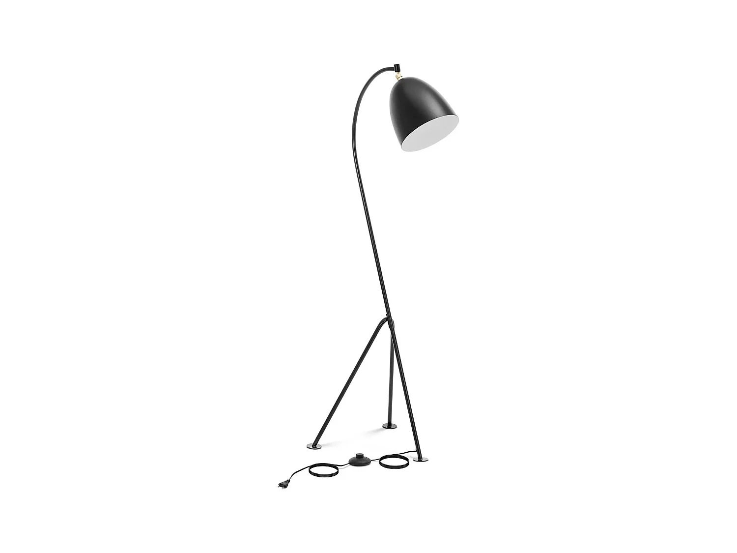 Lampada da terra ad arco con paralume in metallo mobile 40 watt altezza 125 cm ferro verniciato a polvere nero 14_0009213