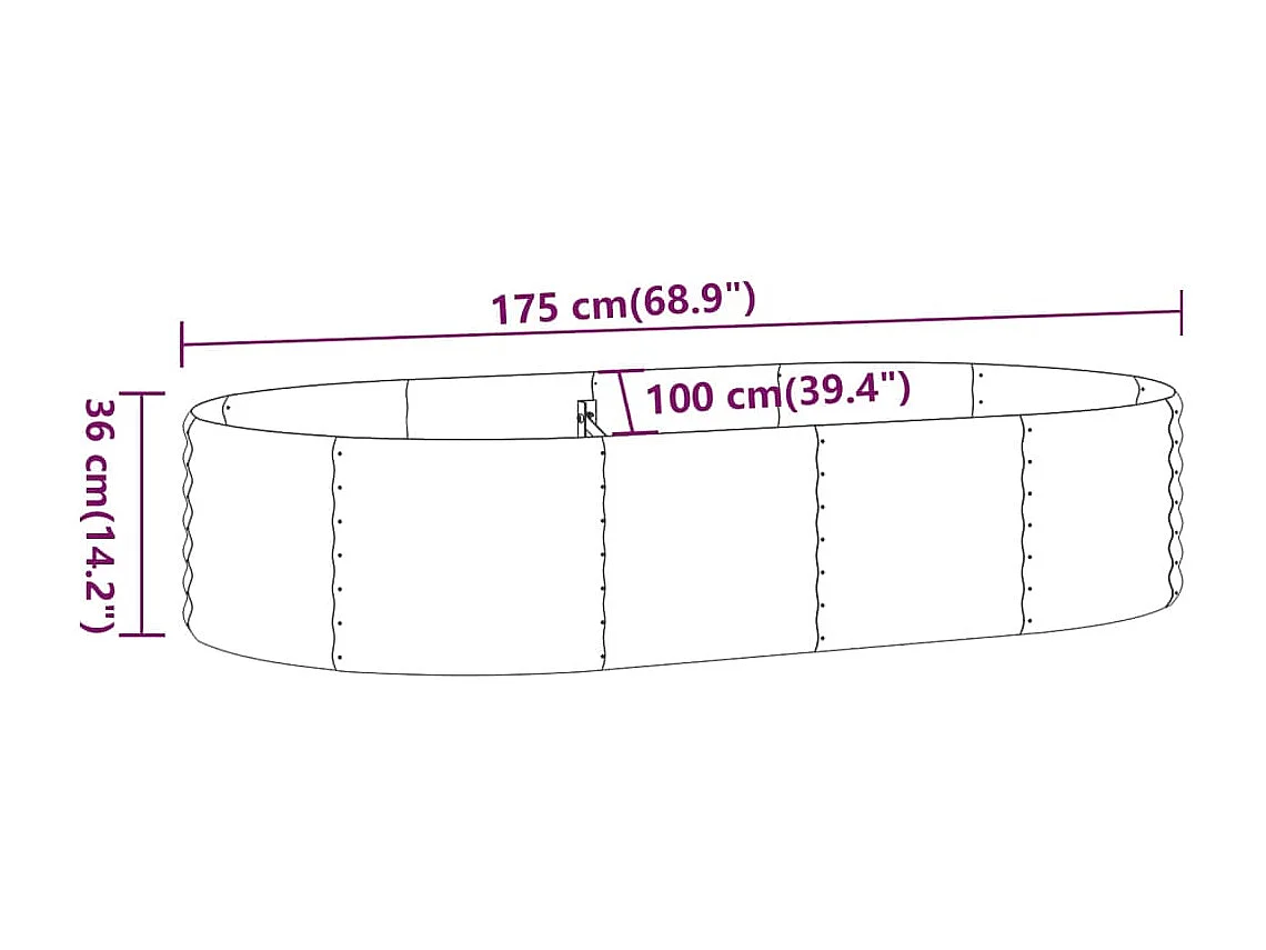 Jardinière bac lit surélevé marron 175 x 100 x 36 cm 02_0039504