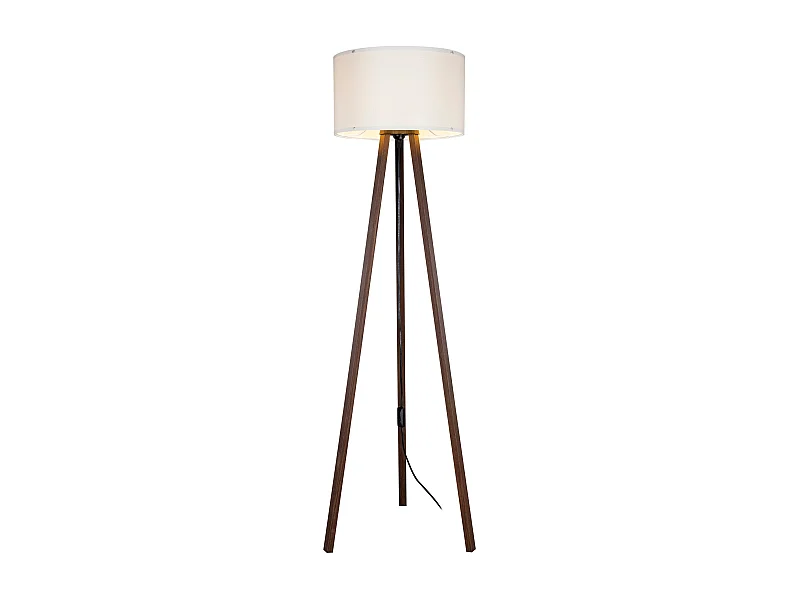 Candeeiro de pé luminária tripé altura 136 cm E27 efeito noz / creme 03_0007274