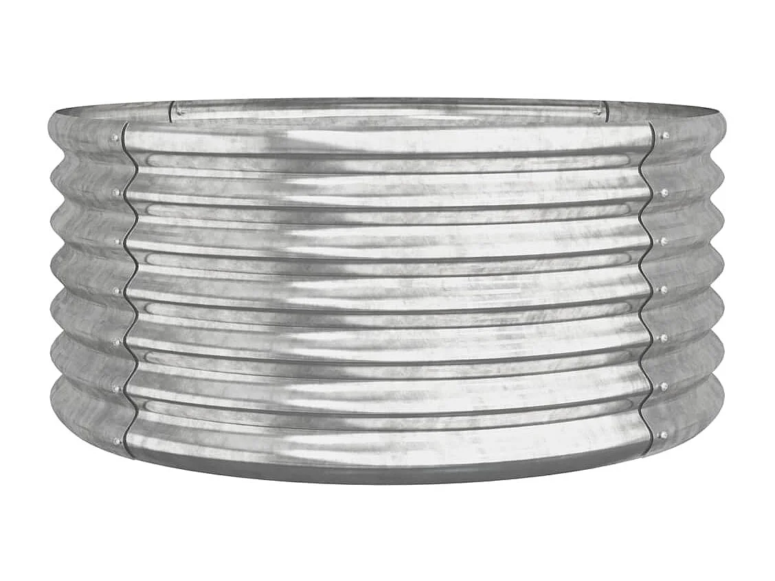 Jardinera para parterres elevados jardineras flores terraza jardín acero con recubrimiento en polvo 80 x 80 x 36 cm color Plata Plata 02_0038578
