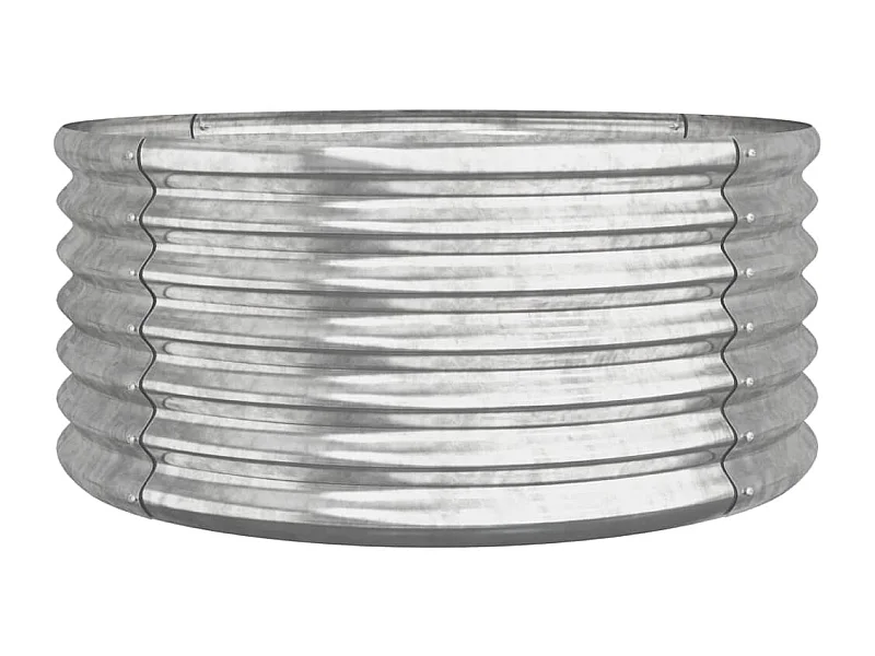 Jardinera para parterres elevados jardineras flores terraza jardín acero con recubrimiento en polvo 80 x 80 x 36 cm color Plata Plata 02_0038578