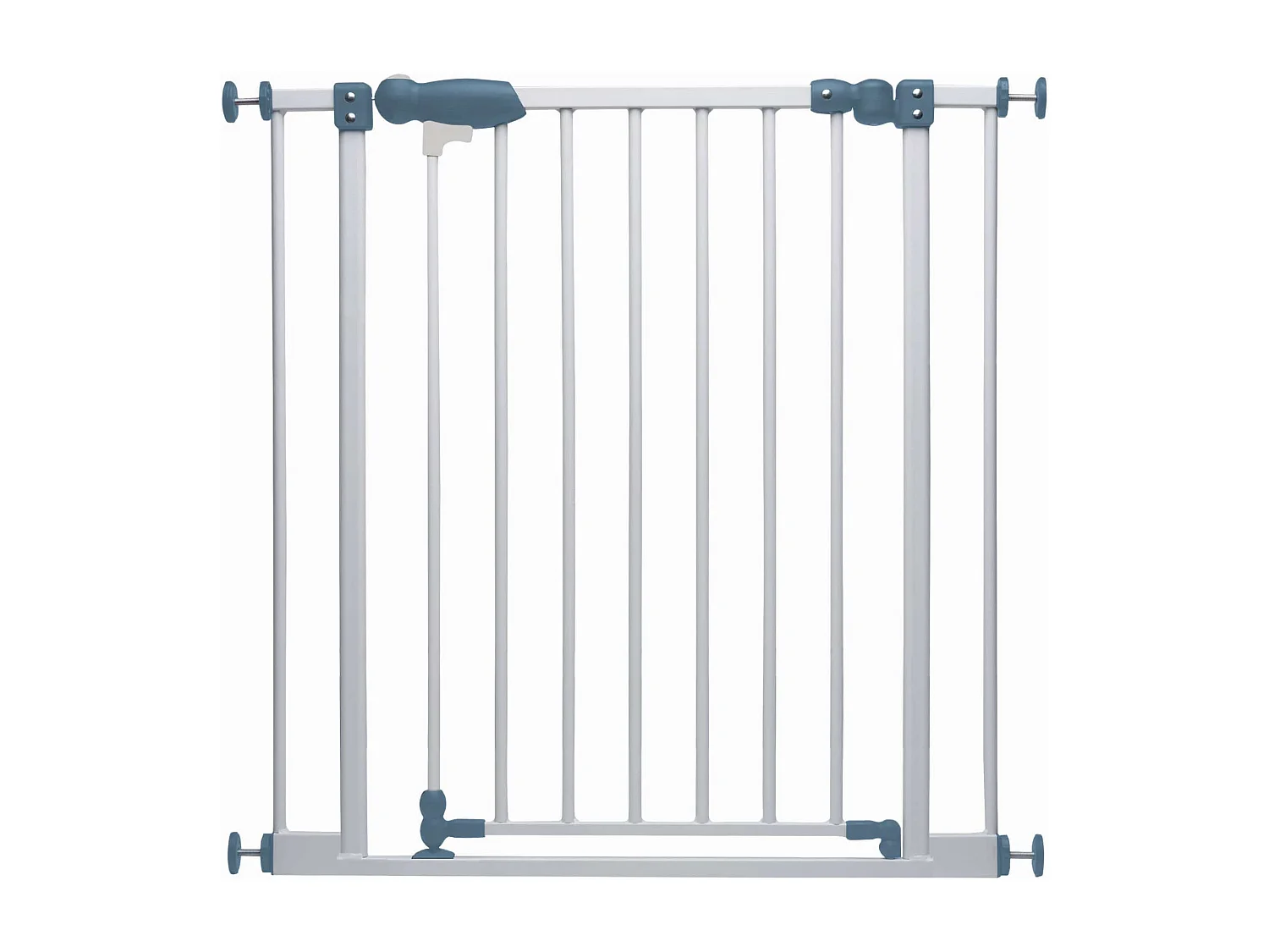 Babyveiligheidshekje Enzo van grijs staal, verstelbaar 73-120 cm met beveiligde deur en dubbele vergrendeling