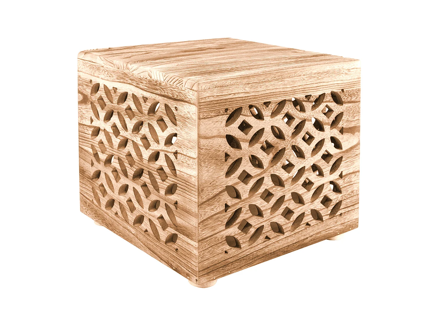 Table d'appoint 39x40x40 cm cube en bois marron chevet lumière