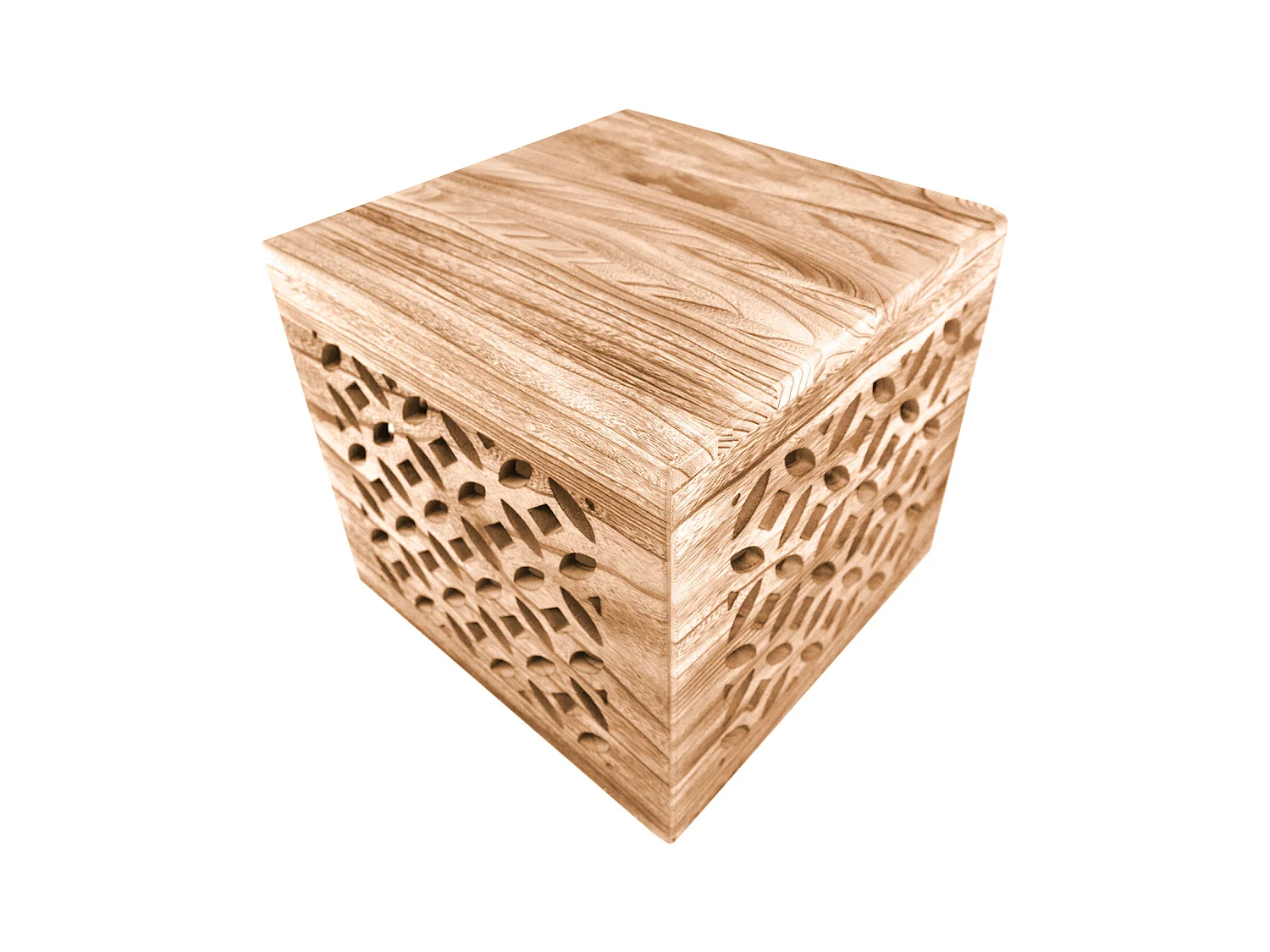 Table d'appoint 39x40x40 cm cube en bois marron chevet lumière