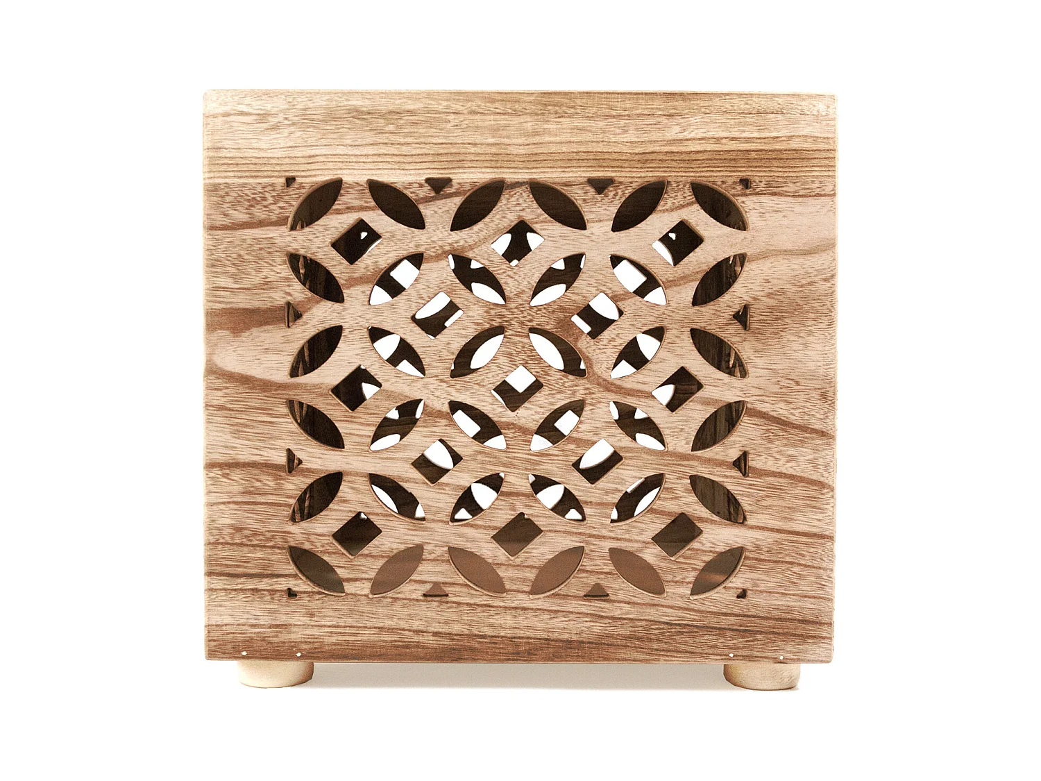 Table d'appoint 39x40x40 cm cube en bois marron chevet lumière