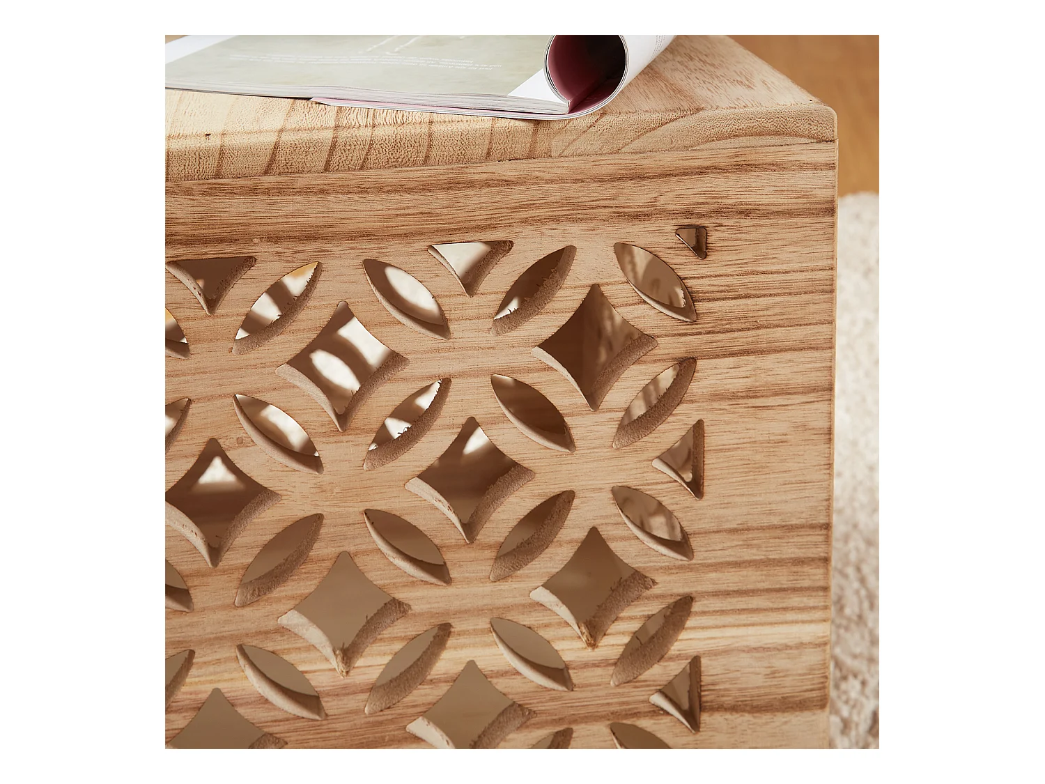 Table d'appoint 39x40x40 cm cube en bois marron chevet lumière