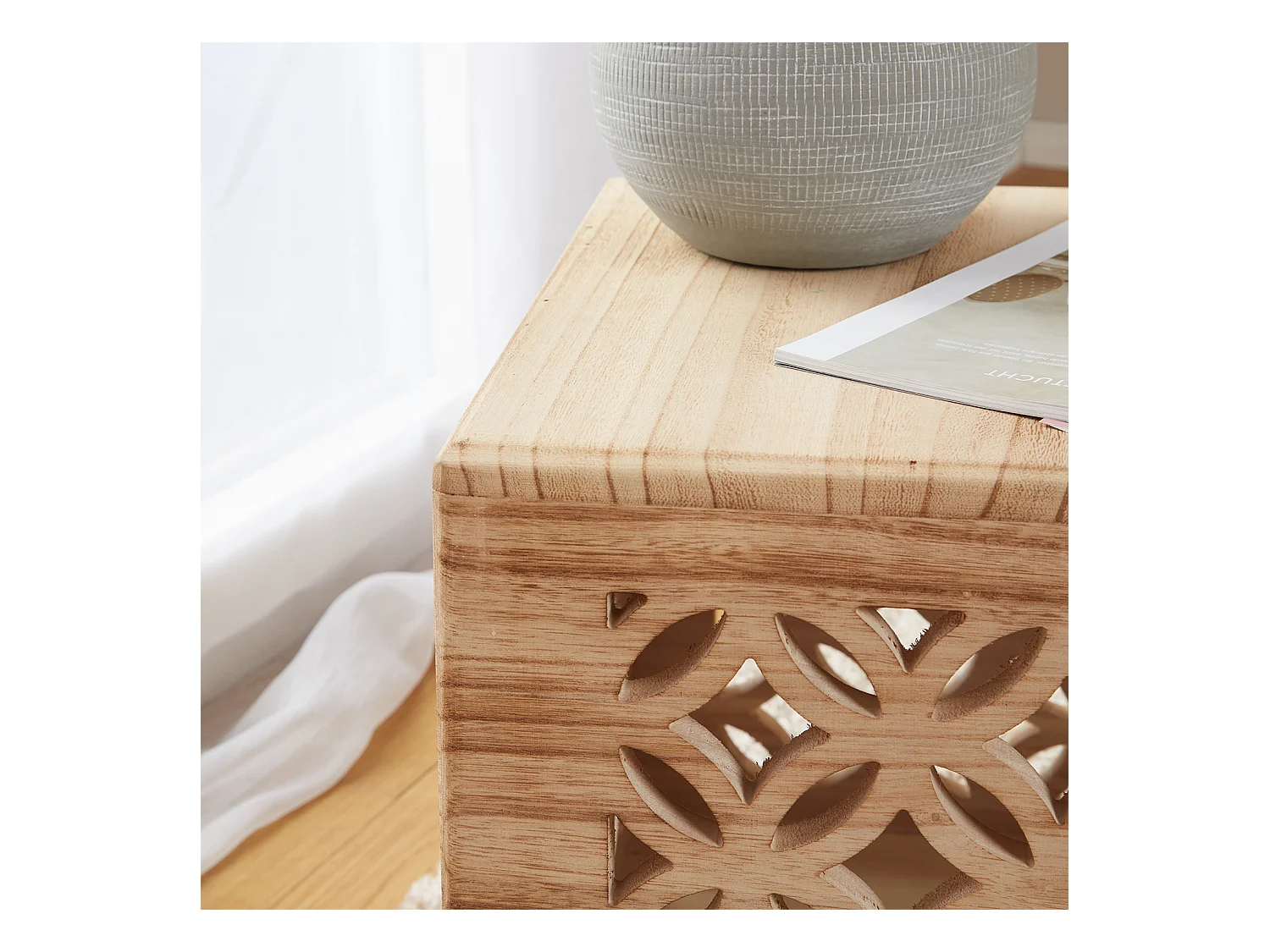 Table d'appoint 39x40x40 cm cube en bois marron chevet lumière