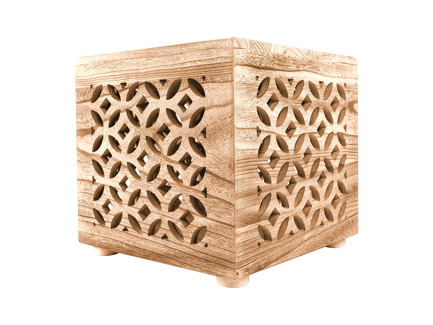 Table d'appoint 39x40x40 cm cube en bois marron chevet lumière