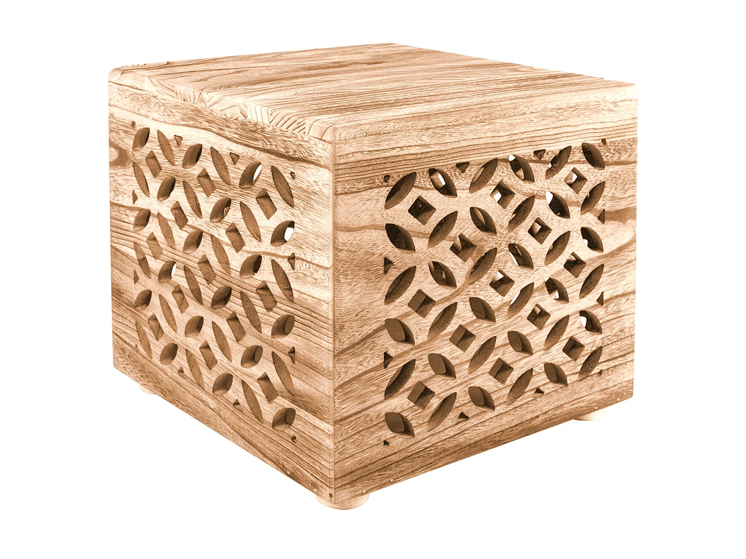 Mesa auxiliar 39x40x40 cm cubo de madera marrón para luz de mesita de noche