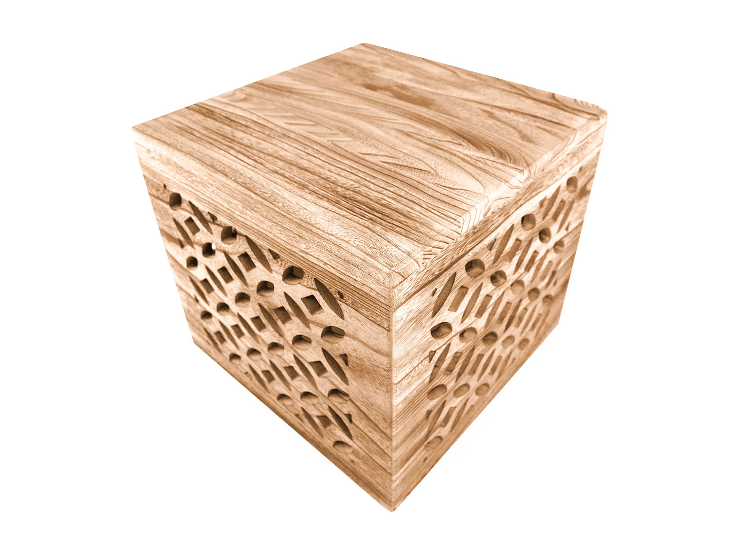 Mesa auxiliar 39x40x40 cm cubo de madera marrón para luz de mesita de noche